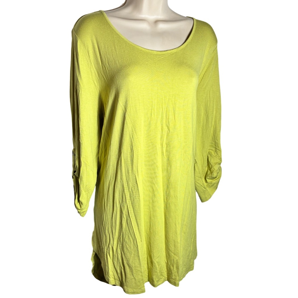 J. Jill Lime Green Roll-Tab Sleeve Tunic Top – Size XL (NWT)!